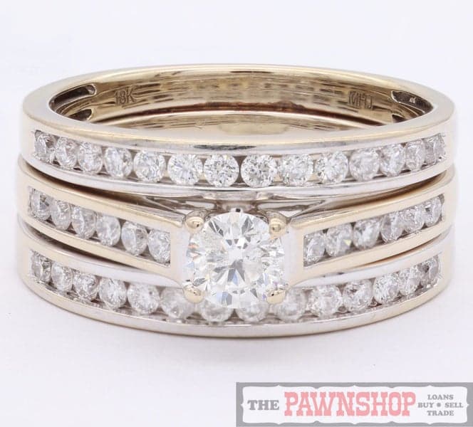 Modern 1.10ct TDW Diamond Solitaire Bridal Ring Set - $7,800