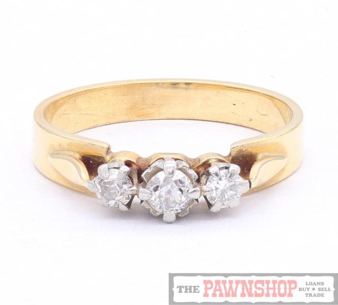 3-Stone 18CT Yellow Gold &amp; Platinum Diamond Ring