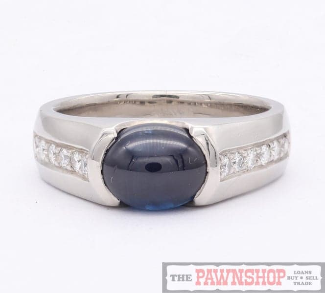 Handmade 3.00ct Cabochon Sapphire and 0.20ct TDW 12 Diamond Dress Ring - $10,900