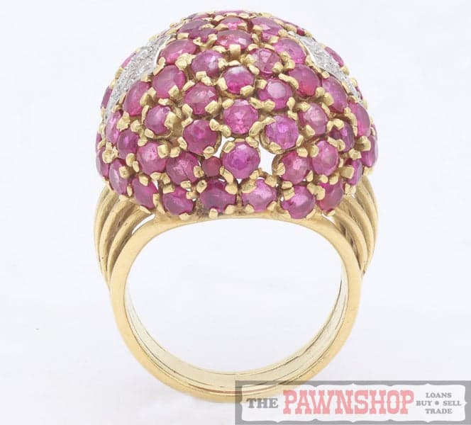 18ct Gold Ruby and Diamond Domed Ring - $6,250