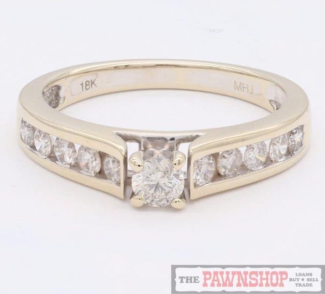 Solitaire Diamond Ring with 10 Shoulder Diamonds 0.57ct TW of Diamond - $4,000