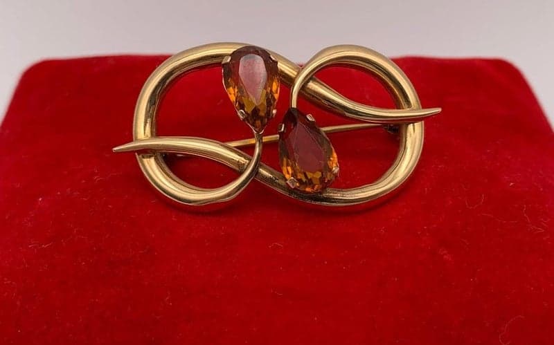 18ct Yellow Gold Citrine Brooch ~ $3,900!