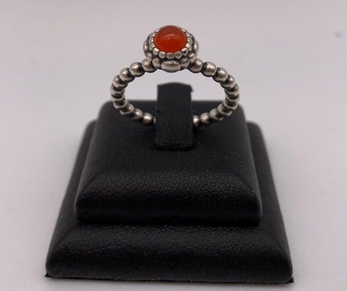 Pandora July Birthday Blooms Carnelain Ring ~ Size 52