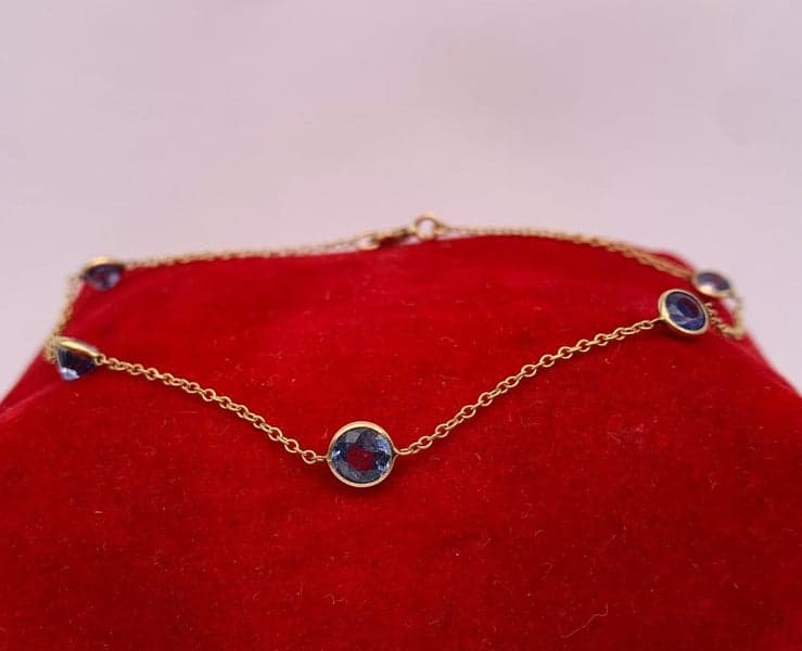 14ct Yellow Gold 2.0ct TW Sapphire Bracelet ~ $4,100!