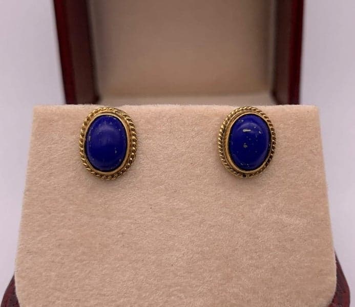 14ct Yellow Gold Lapis Lazuli Stud Earrings ~ $1,800!