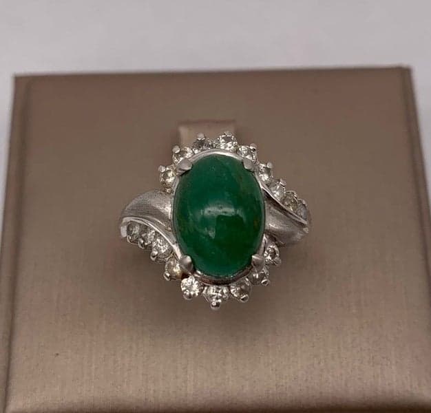 Platinum Jade &amp; Diamond Cluster Ring ~ $6,000!
