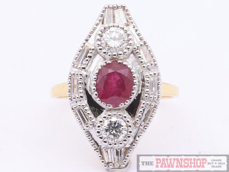 Brand New 18ct Yellow Gold Ruby and Diamond Ring