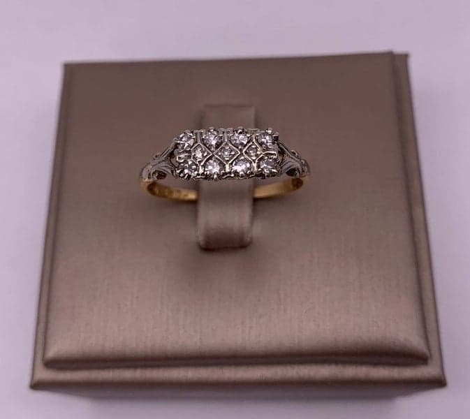 18ct Yellow Gold &amp; Platinum 0.20ct TDW Diamond Dress Ring ~ $3,400!