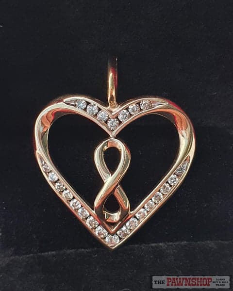 Infinity Heart Diamond Pendant in 10kt Yellow Gold