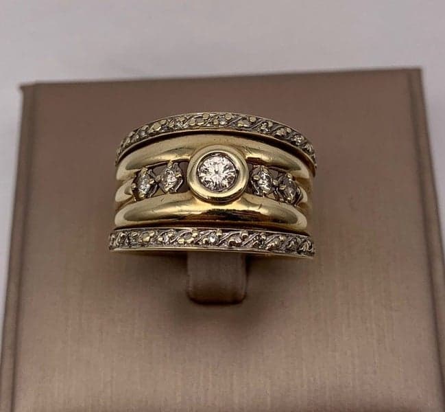 9ct Yellow Gold 0.30ct TDW Diamond Trio Dress Ring ~ $2,900!