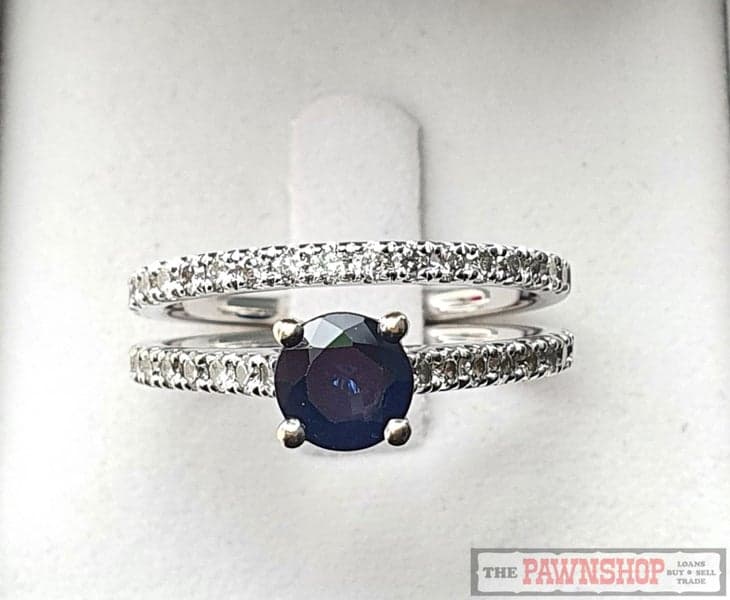 Sapphire and Diamond Bridal Ring Set in 14ct White Gold $3,500