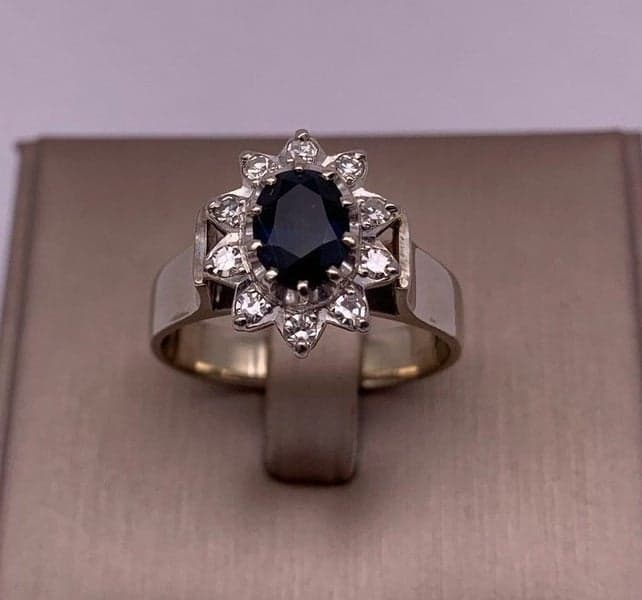 18ct White Gold Sapphire &amp; Diamond Cluster Ring ~ $5,900!