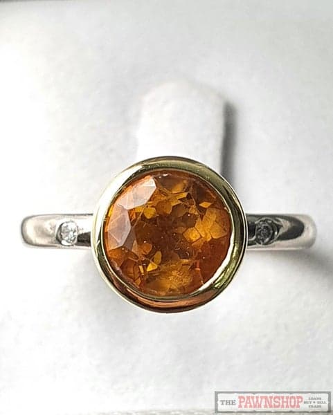 Handmade 1.75ct Citrine and Diamond Dress Ring 18ct Two-tone