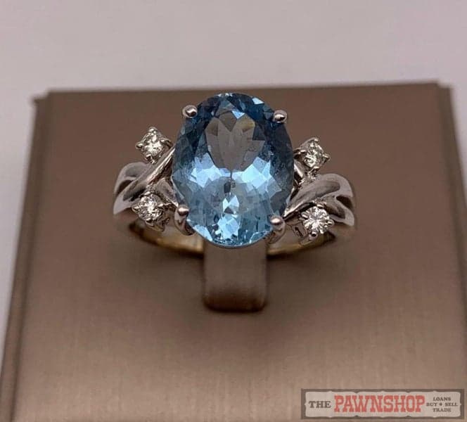 18ct White Gold Large 4.60ct Aquamarine &amp; Diamond Dress Ring ~ $6,900!