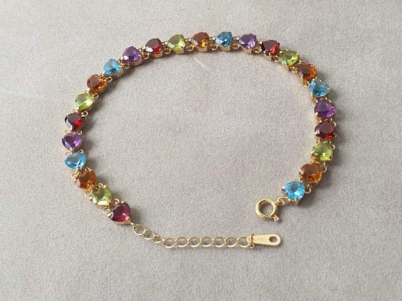 Multi-Coloured Stone Bracelet in 18kt Yellow Gold