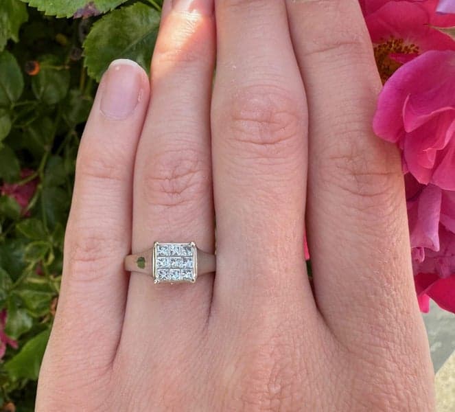 18ct White Gold 0.51ct TDW Diamond Princess Cut Cluster Ring ~ $3,900!