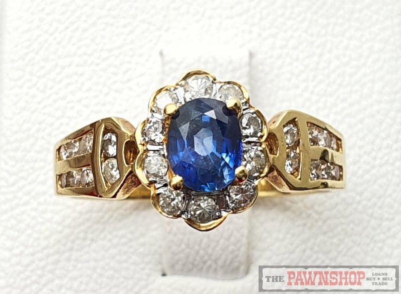 Sapphire and Diamond Cluster Ring in 18ct Yellow Gold $4,600