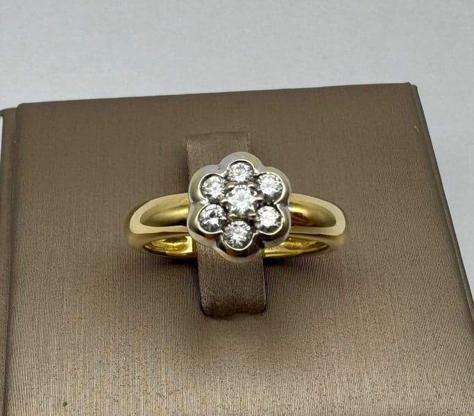 18ct Yellow Gold 0.25ct TDW Diamond Cluster Ring ~ $3,500