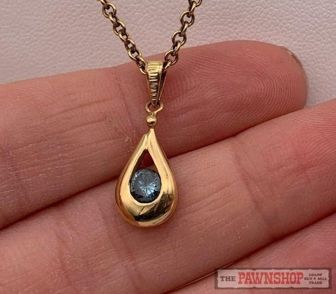 18ct Yellow Gold 0.25ct Blue Diamond Pendant ~ $2,400!