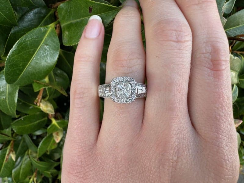 14ct White Gold 2.0ct TDW Trilliant &amp; Baguette Diamond Cluster Ring ~ $9,900!