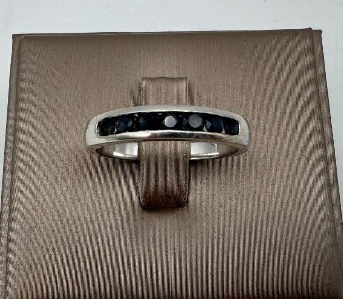 9ct White Gold Blue Sapphire Band Ring ~ $1,300!