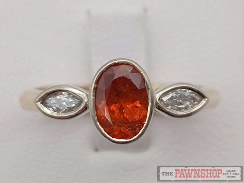 Citrine and Diamond Three Stone Ring in 9ct Yellow Gold $2,800