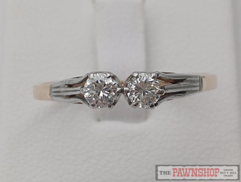 Handmade 0.30ct TDW Two Stone Diamond Ring in 18ct YG and Platinum $5,900