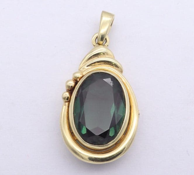 14ct Yellow Gold 5.25ct Green Tourmaline Pendant ~ $5,300