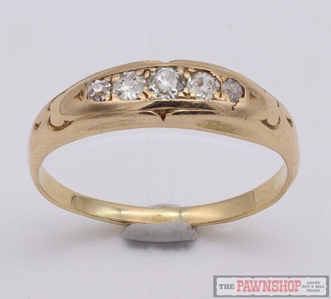 18ct Yellow Gold 5 Stone Diamond Ring Old European Cut Vintage ~ $2,600!