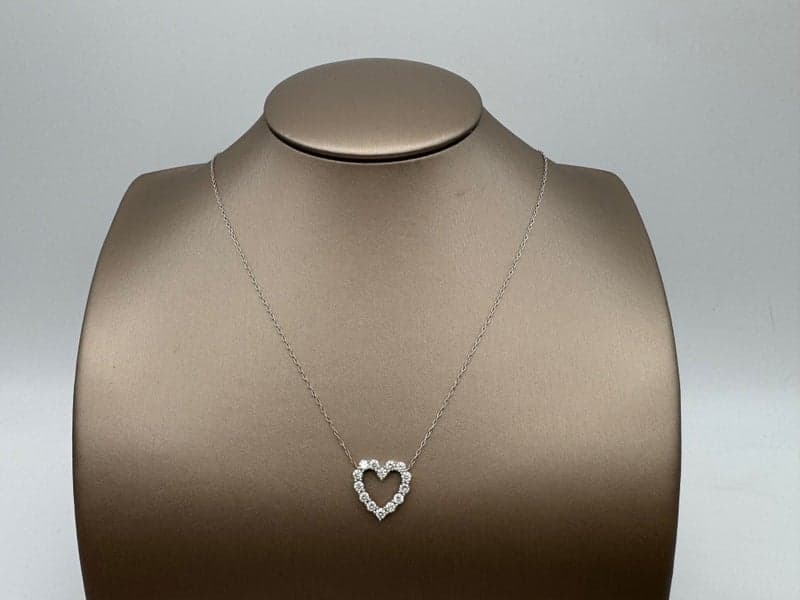 14ct White Gold 0.75ct TDW Diamond Heart Necklace ~ $3,400!