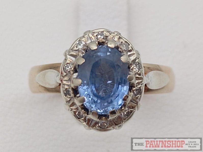0.85ct Ceylonese Sapphire and Diamond Cluster Ring in 9ct Yellow Gold $2,100
