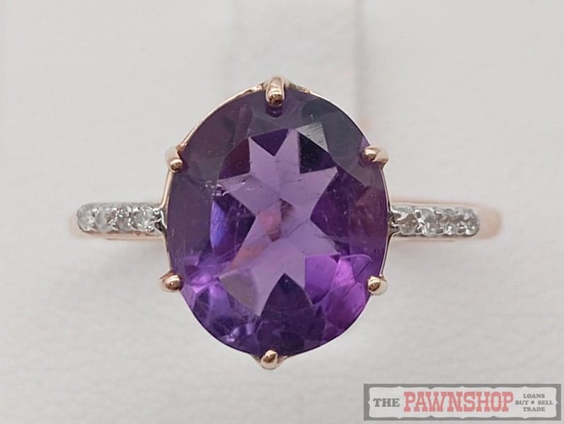 2.88ct Amethyst and Diamond Ring in 10ct Rose Gold $1,200