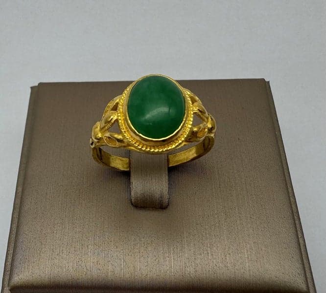 24ct Yellow Gold Jade Dress Ring ~ $4,200!