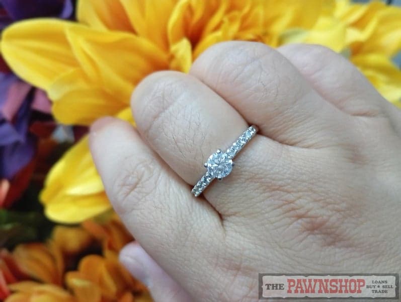 0.75ct Diamond Solitaire Ring With Shoulder Diamonds in 14ct White Gold $6,000