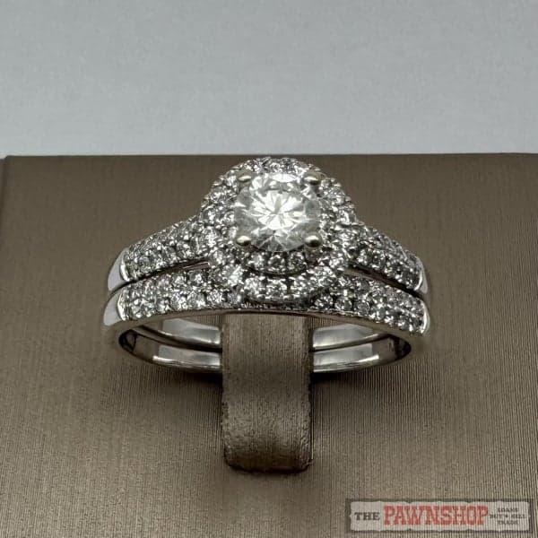 14ct White Gold 1.0ct TDW Diamond Solitaire Ring Set ~ $4,200