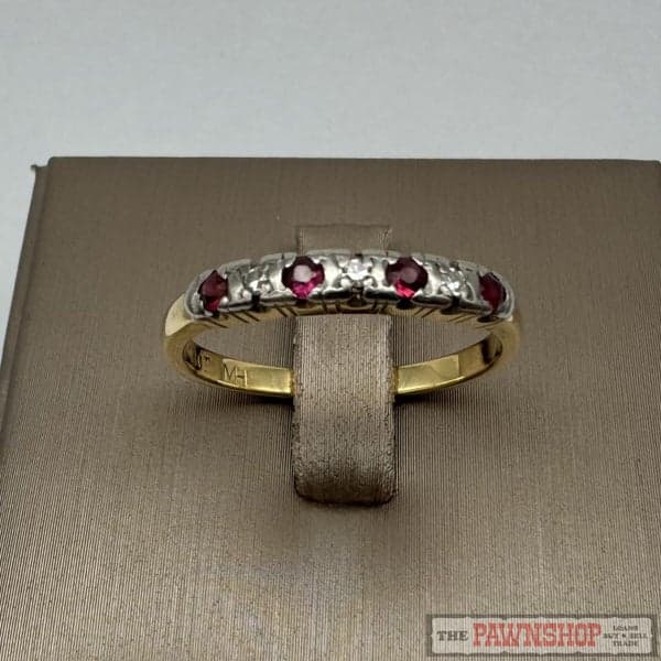 18ct Yellow Gold Ruby &amp; Diamond Band Ring ~ $2,100!