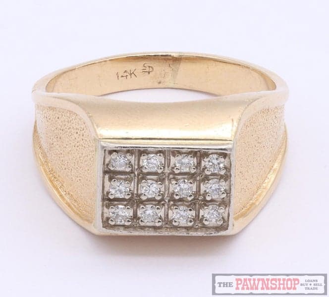 14ct Yellow Gold Gents 12 Stone Diamond Dress Ring 0.25ct TDW ~ $5,300