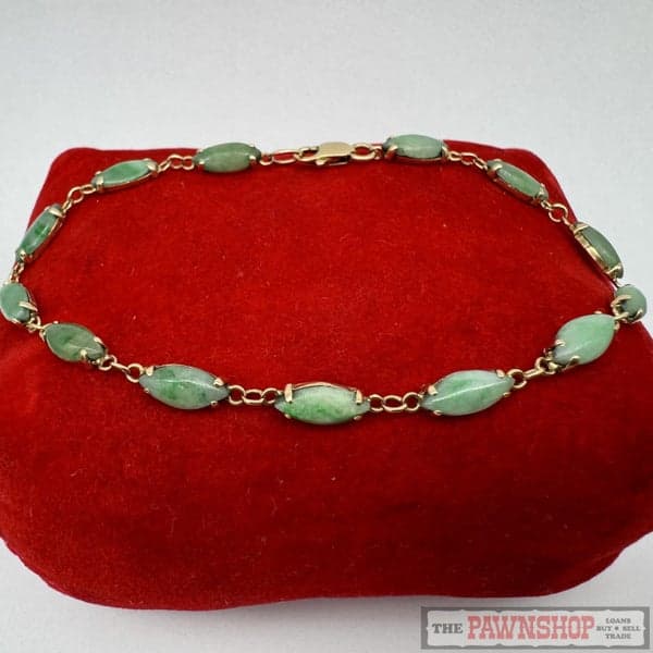 14ct Yellow Gold Jadeite Bracelet ~ $3,200!