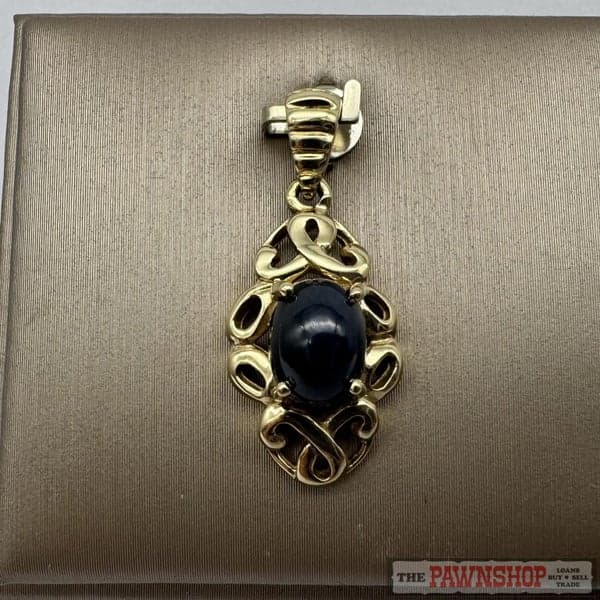 9ct Yellow Gold Cabochon Sapphire Pendant ~ $1,800!