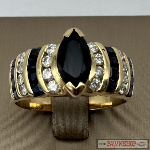 14ct Yellow Gold Sapphire &amp; Diamond Dress Ring ~ $3,500!