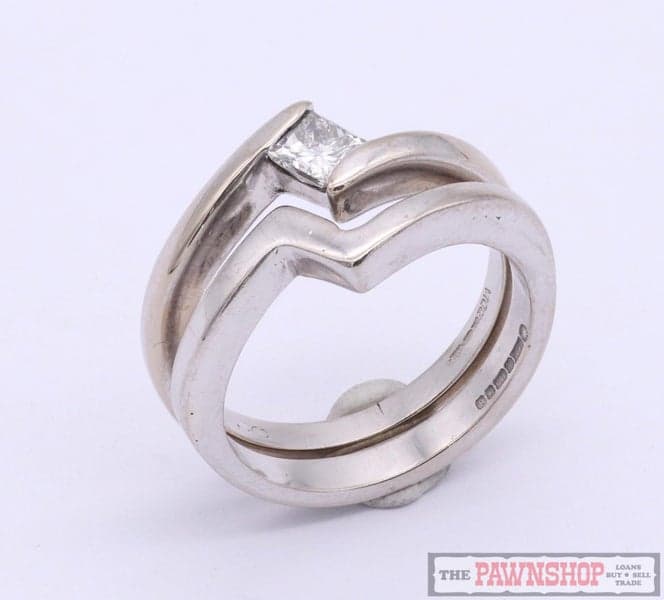 18kt White Gold Princess Cut Diamond Bridal Ring Set TDW 0.34ct ~ $6,100!