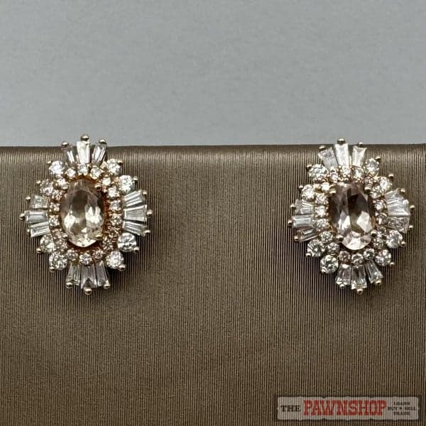 10ct Rose Gold Morganite &amp; Diamond Stud Earrings ~ $3,000!