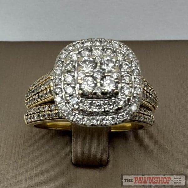 14ct Yellow Gold 0.55ct TDW Diamond Cluster Ring Set ~ $3,300!