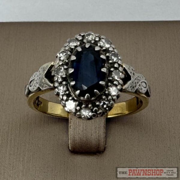 18ct Yellow Gold &amp; Platinum Sapphire &amp; Diamond Cluster Ring ~ $5,100!