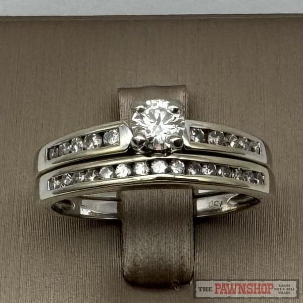 18ct White Gold Diamond Solitaire Ring Set of 2 ~ $2,400!