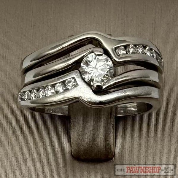 18ct White Gold Diamond Solitaire Ring Set of 3