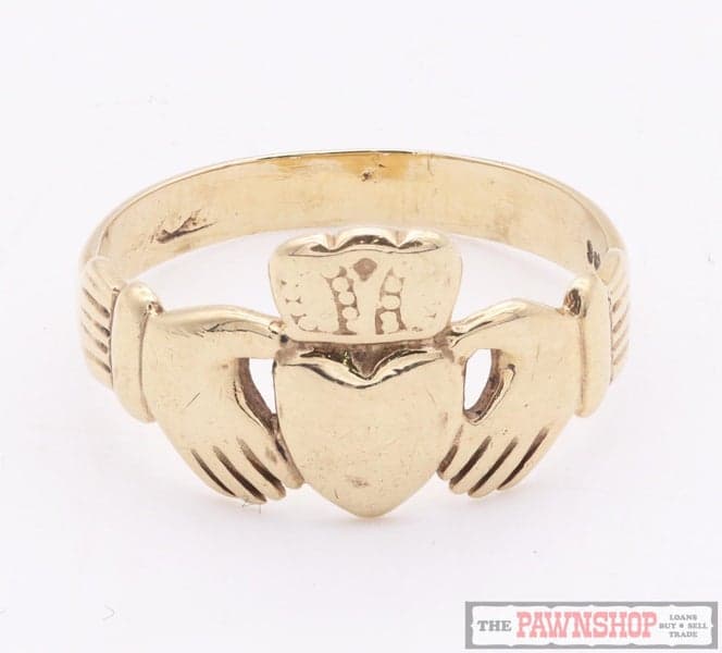 9ct Yellow Gold Claddagh Ring fáinne an Chladaigh ~ 3.60 grams