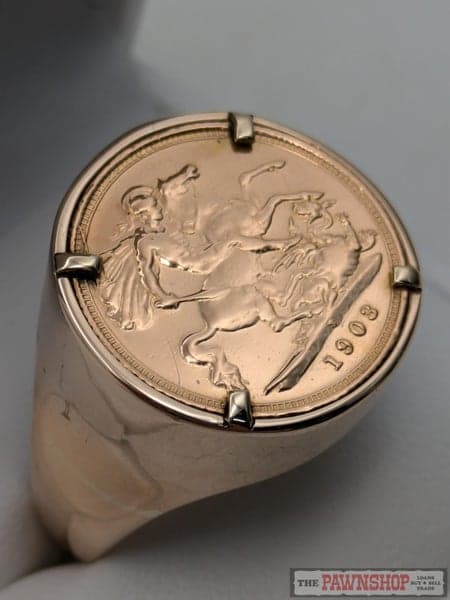 1903 Half Sovereign Coin Ring in 10ct Yellow Gold Setting