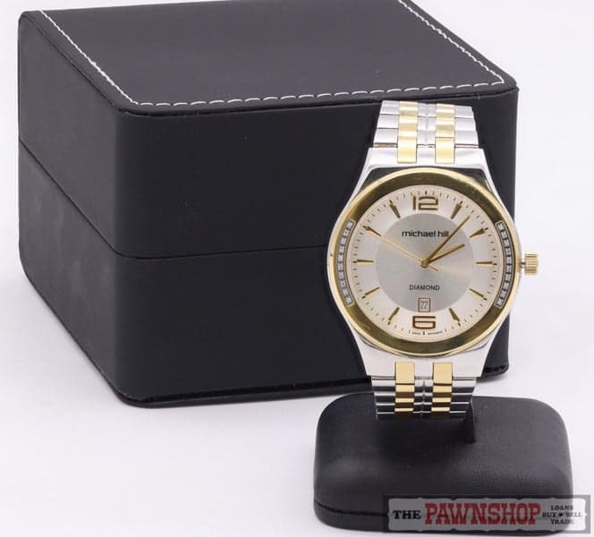 Michael Hill Men's Diamond Quartz Yellow Gold Tone Stainless Steel Watch