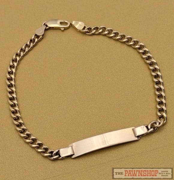 14ct Yellow Gold Curb Link ID Bracelet 6.90cm